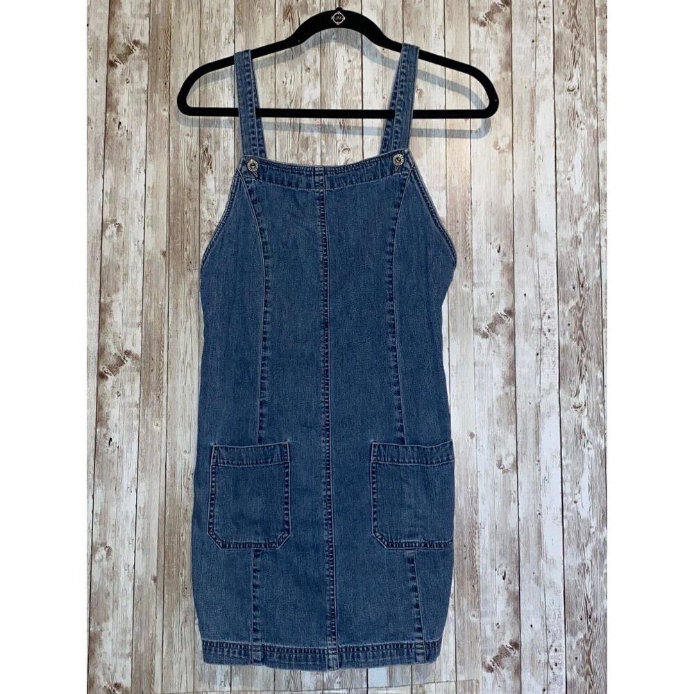 Women's Vintage Gap Overall Denim Dress Jumper Light Wash Size Small Back Zipper
